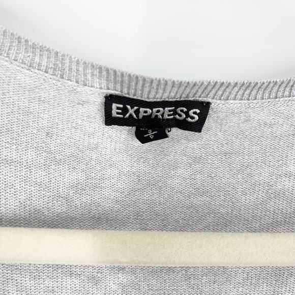 Express Gray Cotton Knit Pullover Animal Print Women's Size Small - Picture 8 of 11